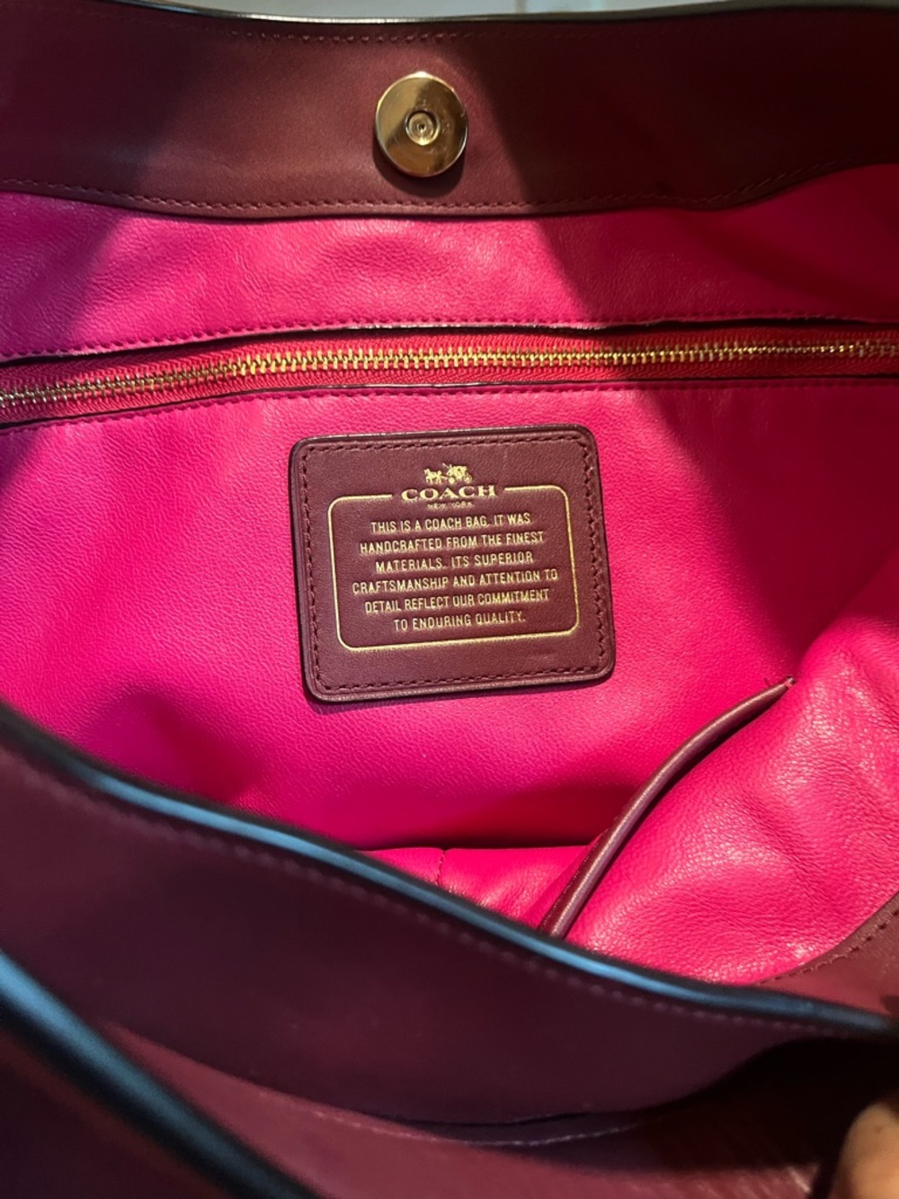 Coach Leather Shoulder Hobo Bag in Deep Wine - Picture 9 of 12
